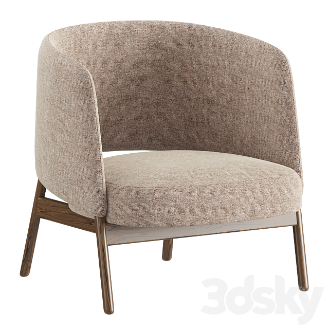 Collar arm chair 3ds Max - thumbnail 2
