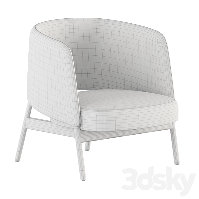 Collar arm chair 3ds Max - thumbnail 3