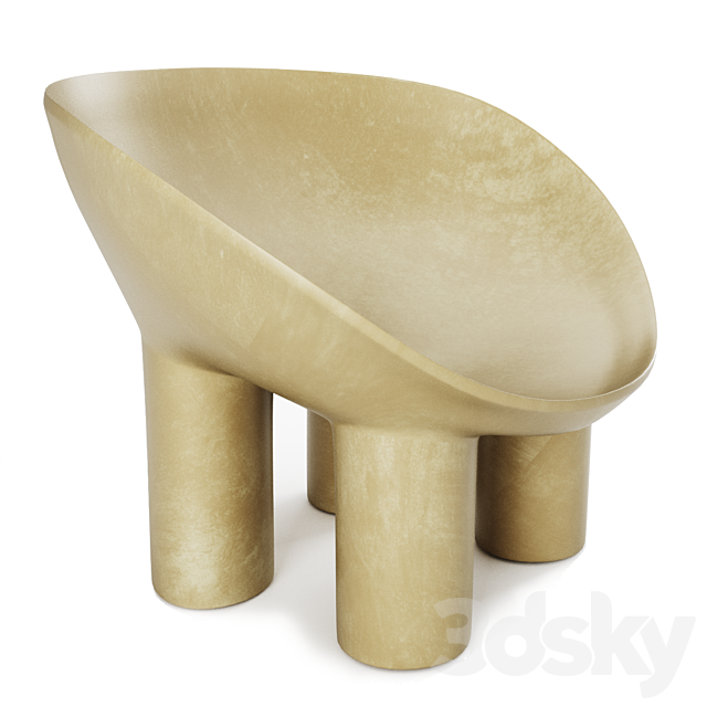Contemporary Raw Fiberglass Chair Roly-Poly Chair by Faye Toogood 3ds Max - thumbnail 3