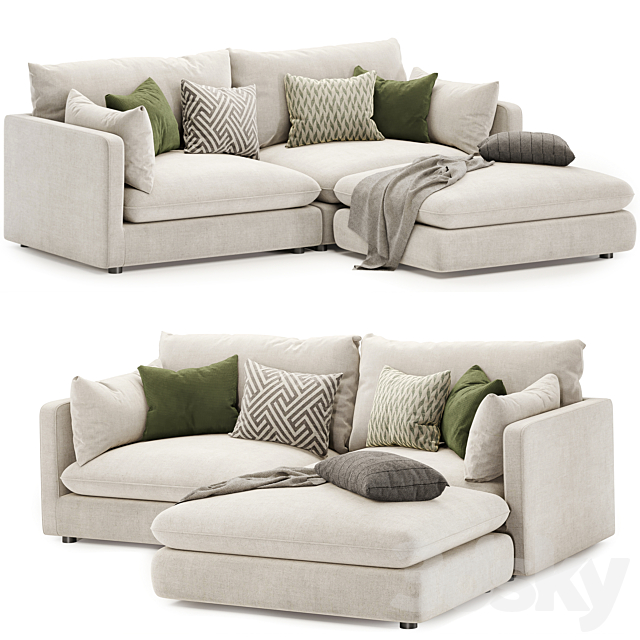 unwind 3 piece reversible sectional sofa 3D Max