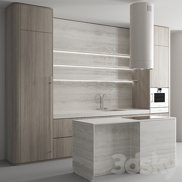 Kitchen №145 “Wood and Travertine” 3ds Max - thumbnail 2