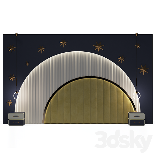 Headboard in nursery 01 3ds Max - thumbnail 3