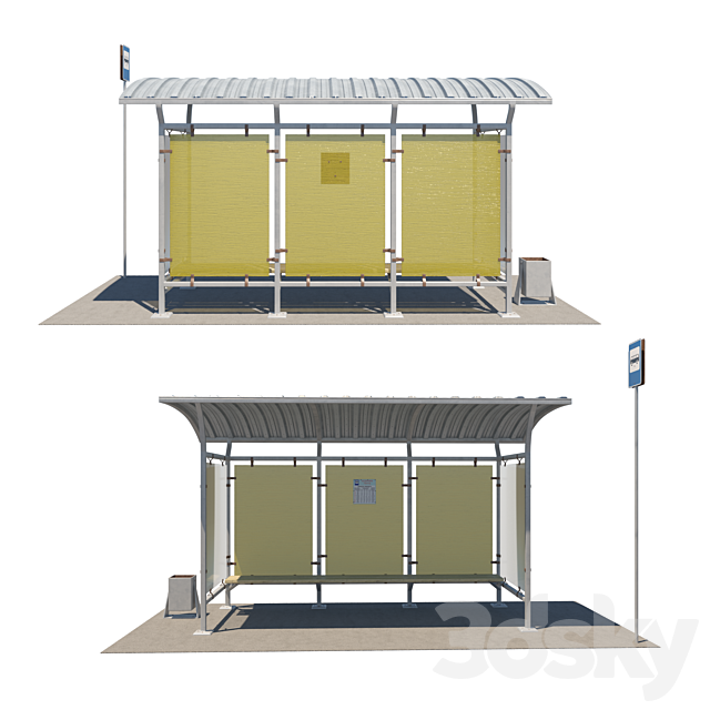 Bus stop; bus stop 3ds Max - thumbnail 2
