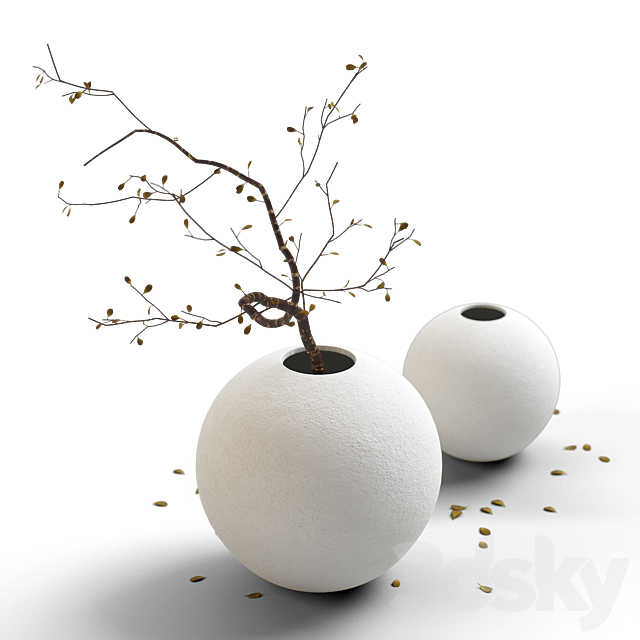 Decorative set 12 Branch with leaves 3ds Max - thumbnail 2
