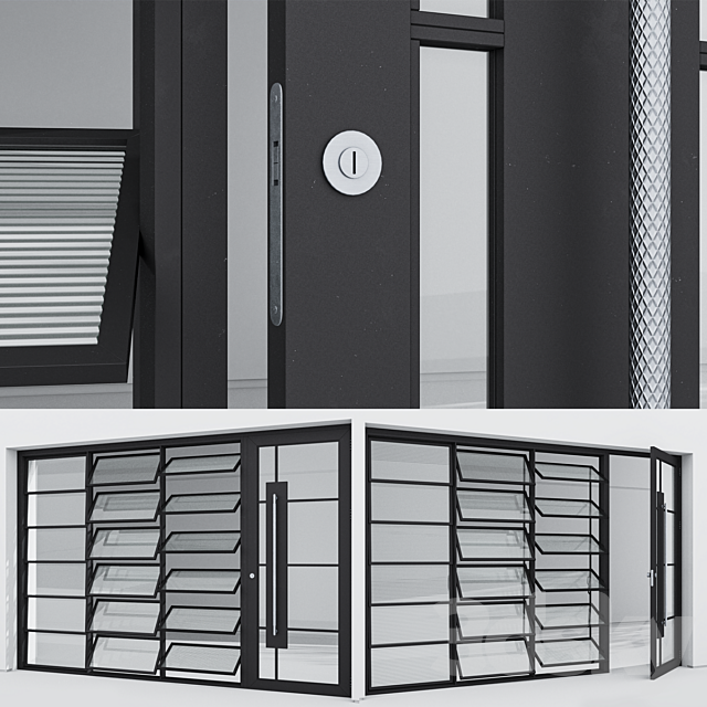 Aluminum door 323 3ds Max - thumbnail 3