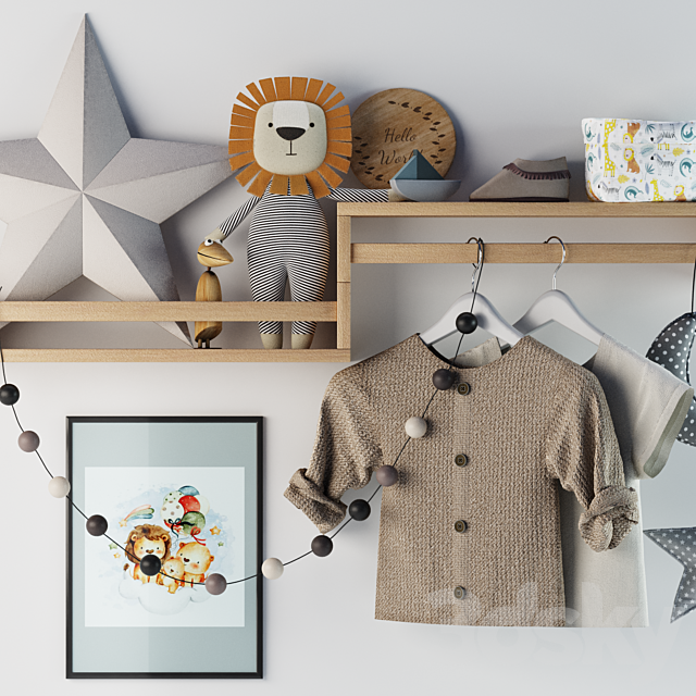 Kids shelf set 02 3ds Max - thumbnail 2