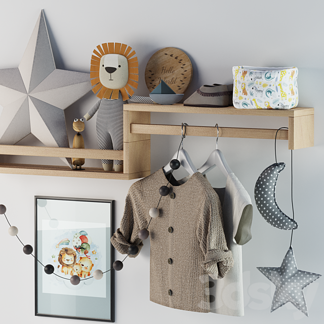 Kids shelf set 02 3ds Max - thumbnail 3