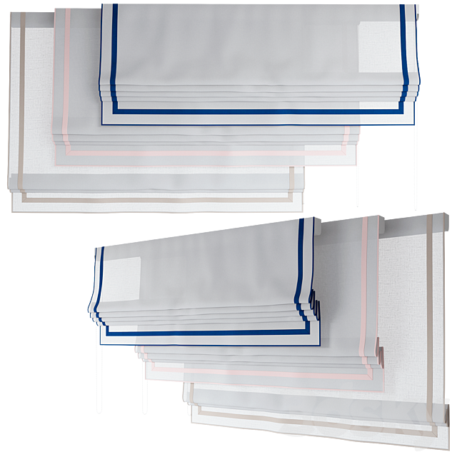 Roman Curtains 191 | Sheer Fabric | Roman Shades with Ribbons 3ds Max - thumbnail 2