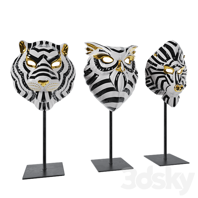 LLADRO SET ANIMAL MASK 3ds Max - thumbnail 2