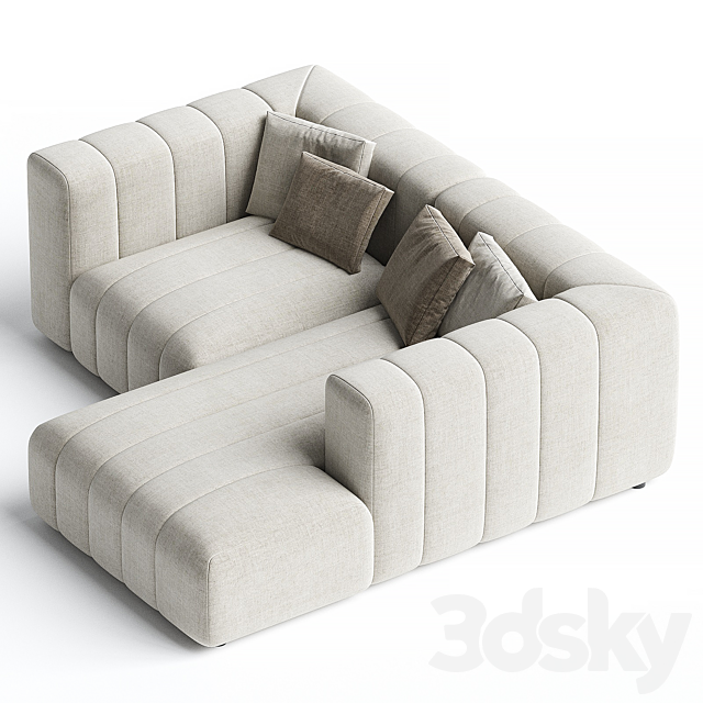 Langham Channeled 2 Piece RAF Sectional Napa Sandstone 3ds Max - thumbnail 2