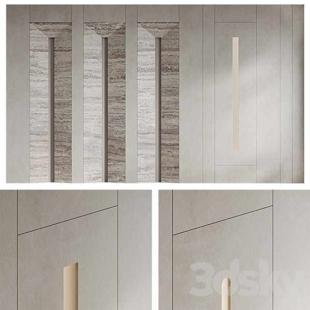 Set of Cone wall panels 3ds Max - thumbnail 3
