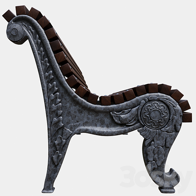 Park bench №1 3ds Max - thumbnail 2