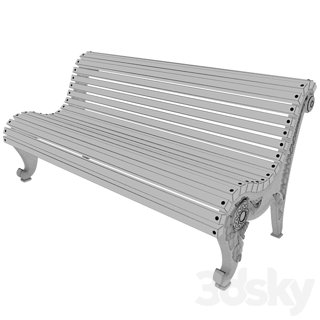 Park bench №1 3ds Max - thumbnail 3