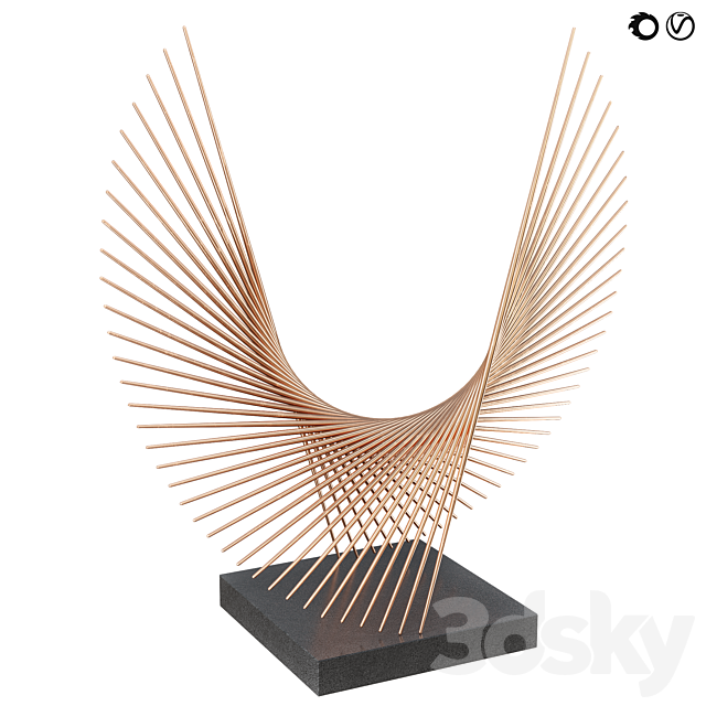Bronze and Stainless Steel sculpture 3 3ds Max - thumbnail 2