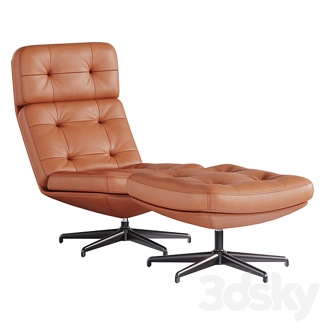 HAVBERG Armchair and ottoman 3ds Max - thumbnail 2