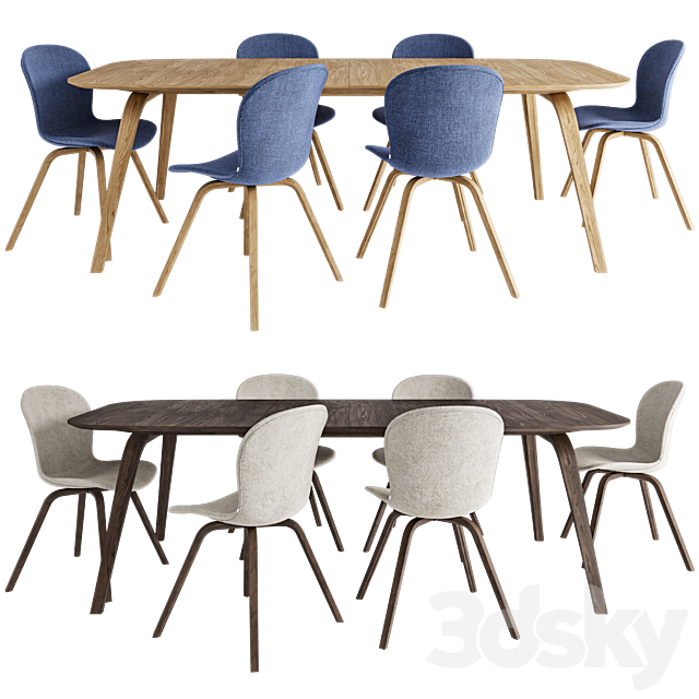 Hauge dining table and chair 3ds Max - thumbnail 2