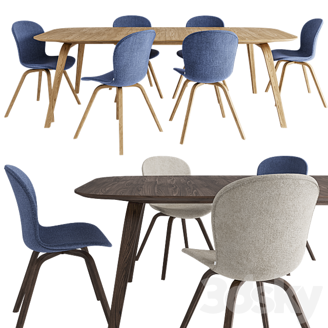 Hauge dining table and chair 3ds Max - thumbnail 3