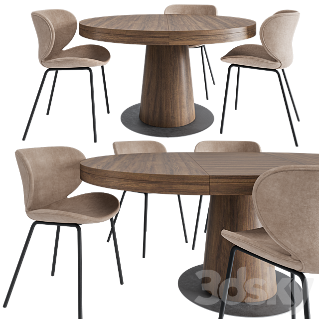 Granada dining table and Hamilton chair 3ds Max - thumbnail 2