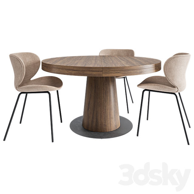Granada dining table and Hamilton chair 3ds Max - thumbnail 3