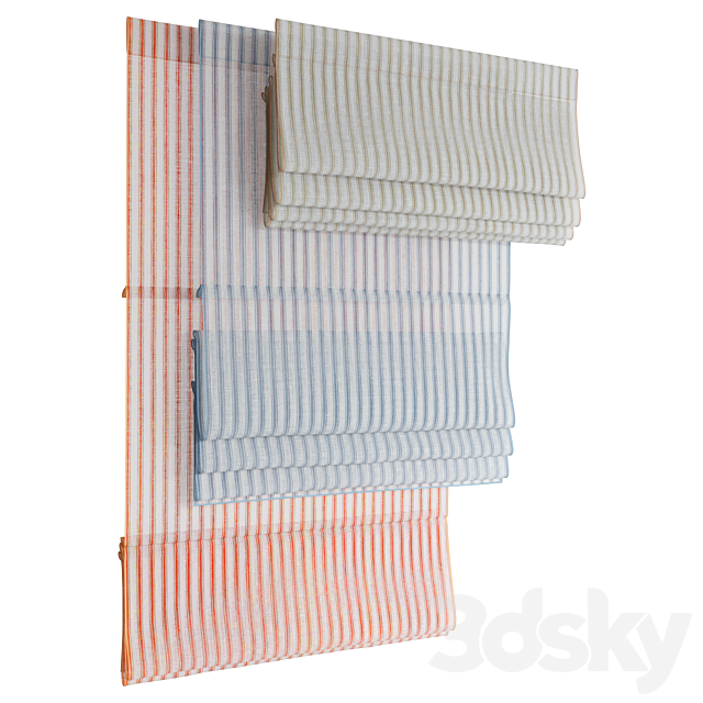 Roman Curtains 197 | Sheer Fabric | Stripes 3ds Max - thumbnail 2
