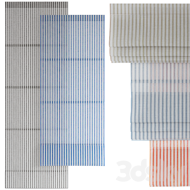 Roman Curtains 197 | Sheer Fabric | Stripes 3ds Max - thumbnail 3