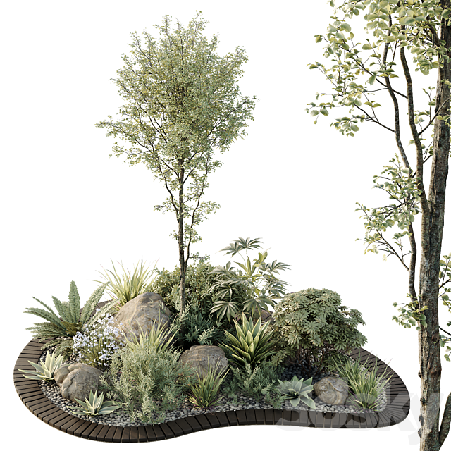 HQ Tree and bush garden box outdoor VOL 08 3ds Max - thumbnail 2