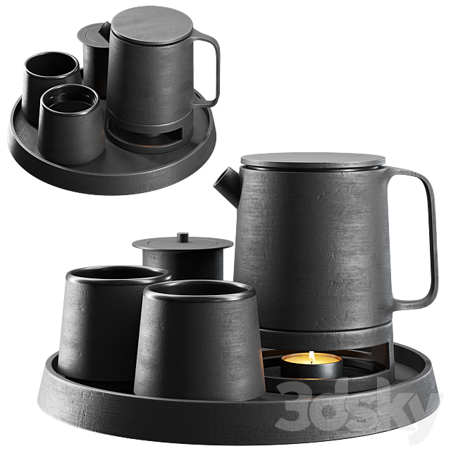 Decorative tea set for coffee table 10 3ds Max - thumbnail 2