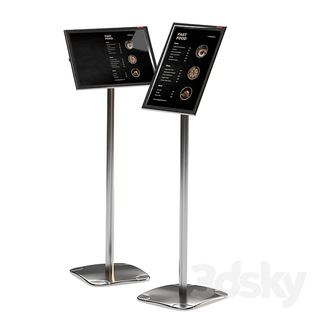 Floor information stand A3 BRAUBERG Extra with restaurant menu 3ds Max - thumbnail 3