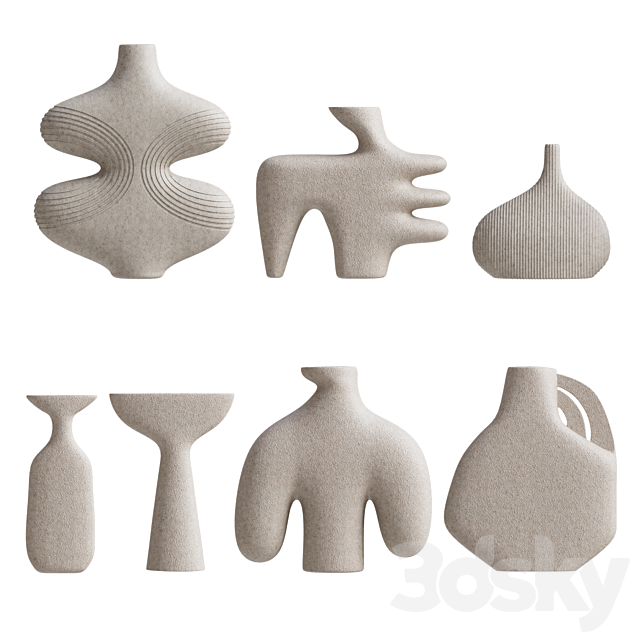 Vase set | Clay Canoe 3ds Max - thumbnail 2