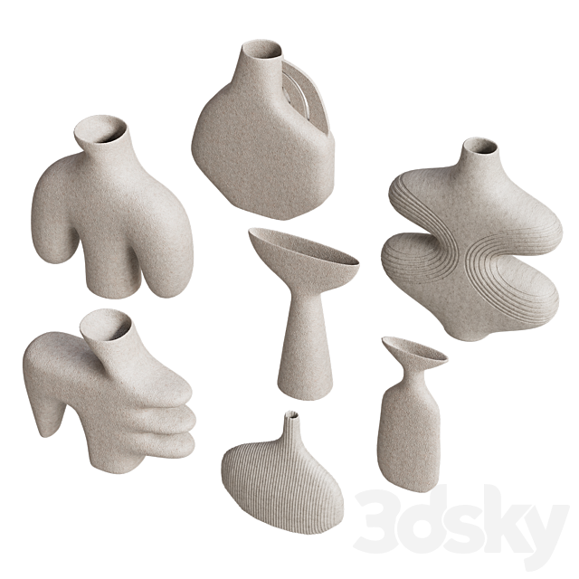 Vase set | Clay Canoe 3ds Max - thumbnail 3