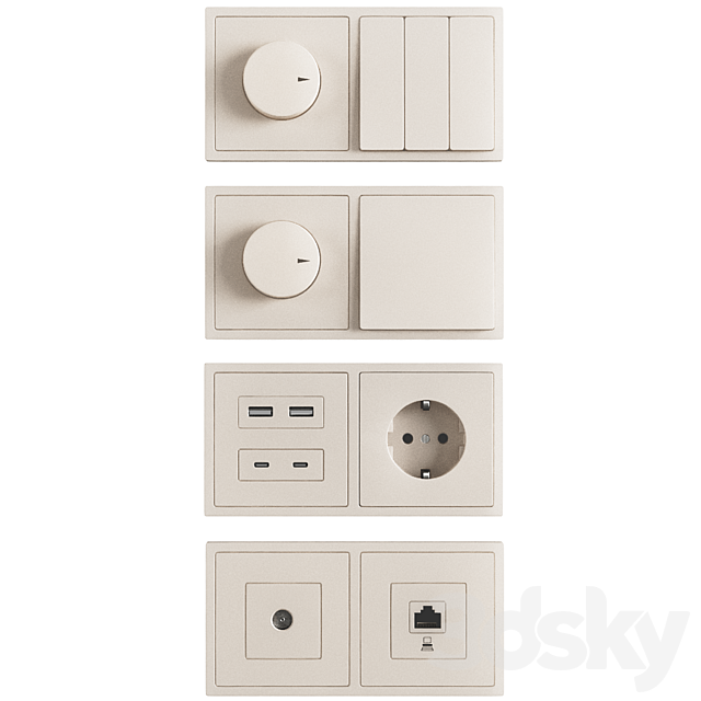 Sockets and switches _ Lezard Rain. 3ds Max - thumbnail 3
