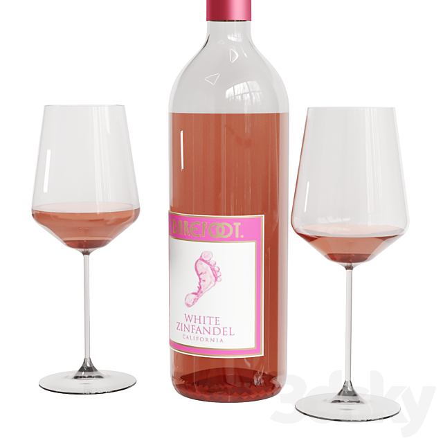 Rose Wine Set 3ds Max - thumbnail 3