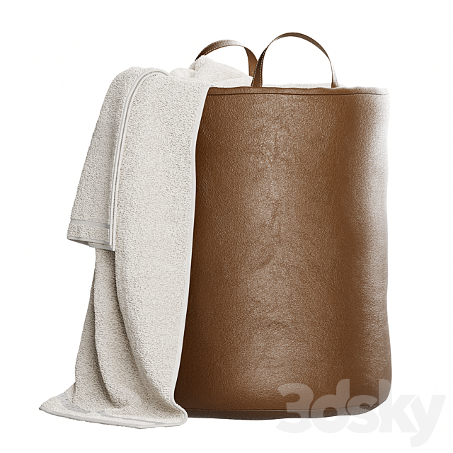 Leather laundry basket 3ds Max - thumbnail 2