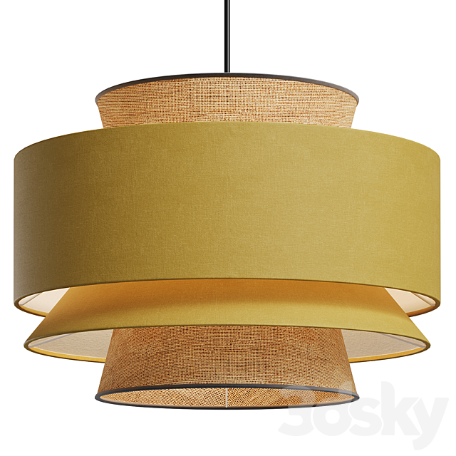 Japanese Style Green Fabric Pendant Lamp For Living Room 3ds Max - thumbnail 2