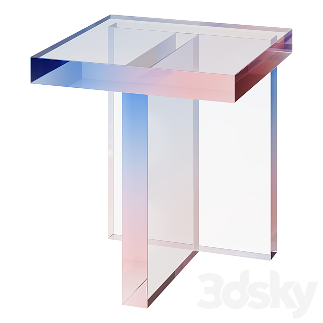 Block Table and Purple Acrylic Coffee Table 3ds Max - thumbnail 2