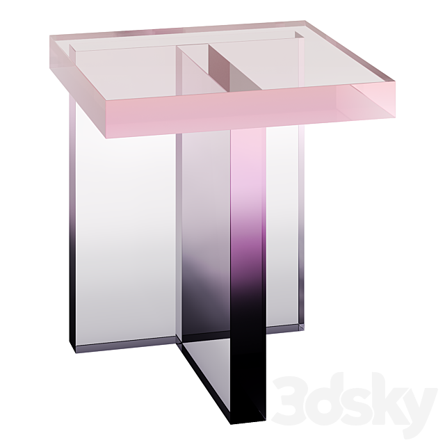 Block Table and Purple Acrylic Coffee Table 3ds Max - thumbnail 3