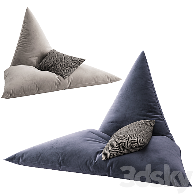 Designer Velvet Tri Gamer Bean Bag 3ds Max - thumbnail 2