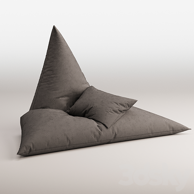 Designer Velvet Tri Gamer Bean Bag 3ds Max - thumbnail 3