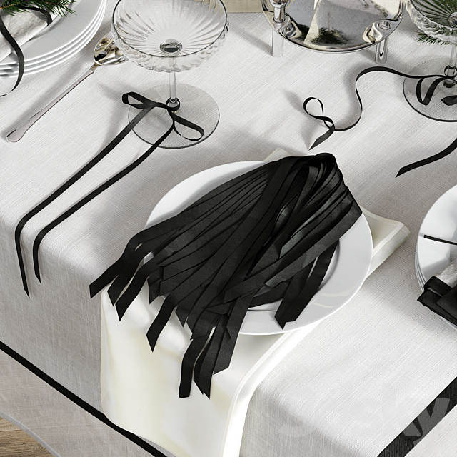 Christmas_New Year table setting 3ds Max - thumbnail 2