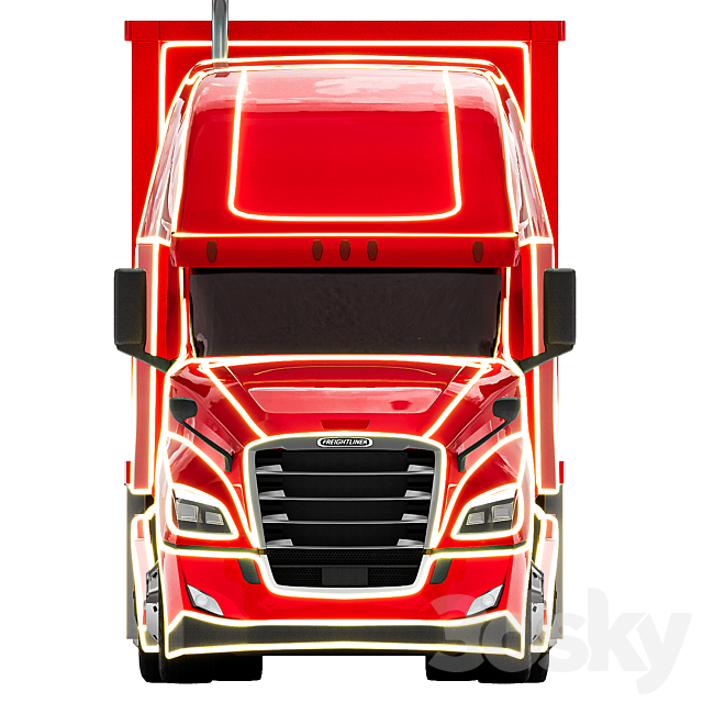 Freightliner Cascadia Santa Claus truck 3ds Max - thumbnail 2