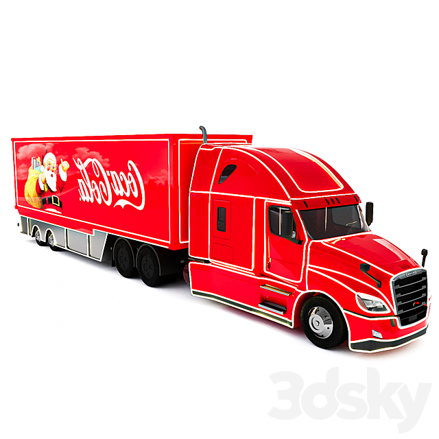 Freightliner Cascadia Santa Claus truck 3ds Max - thumbnail 3