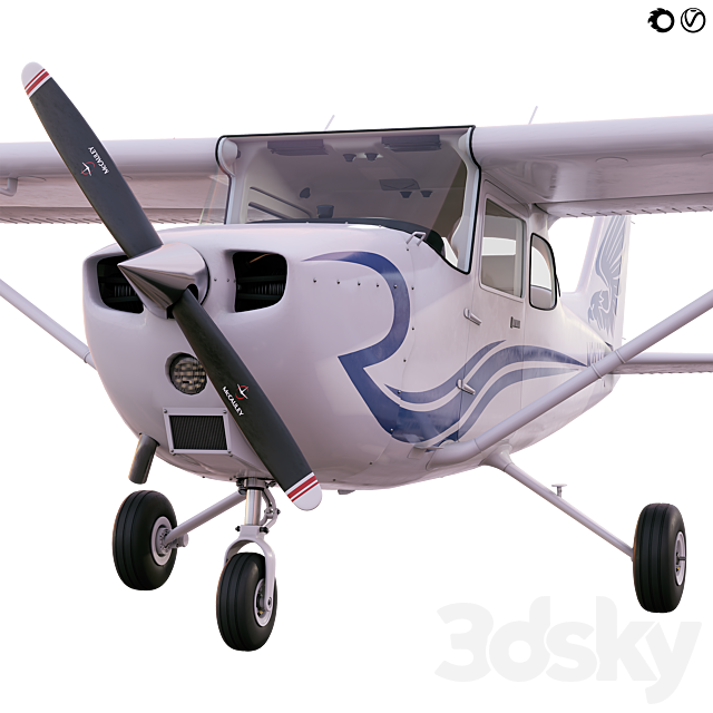 Cessna 172 light aircraft 3ds Max - thumbnail 2
