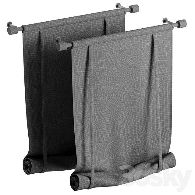 Decorative Roman blind 3ds Max - thumbnail 3