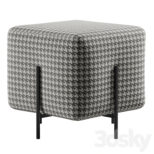 Square pouf Bruno. Goose foot 3ds Max - thumbnail 3
