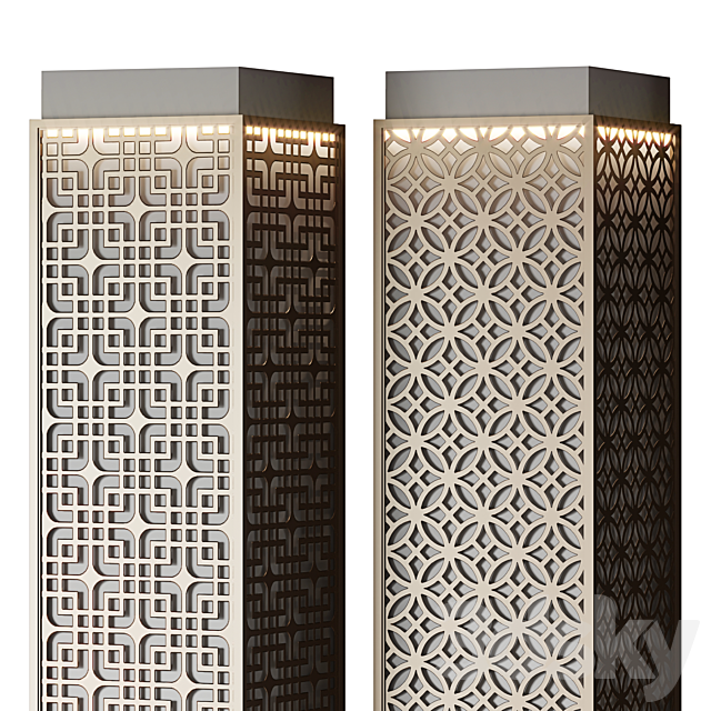 Metal columns with perforation No. 5 3ds Max - thumbnail 3