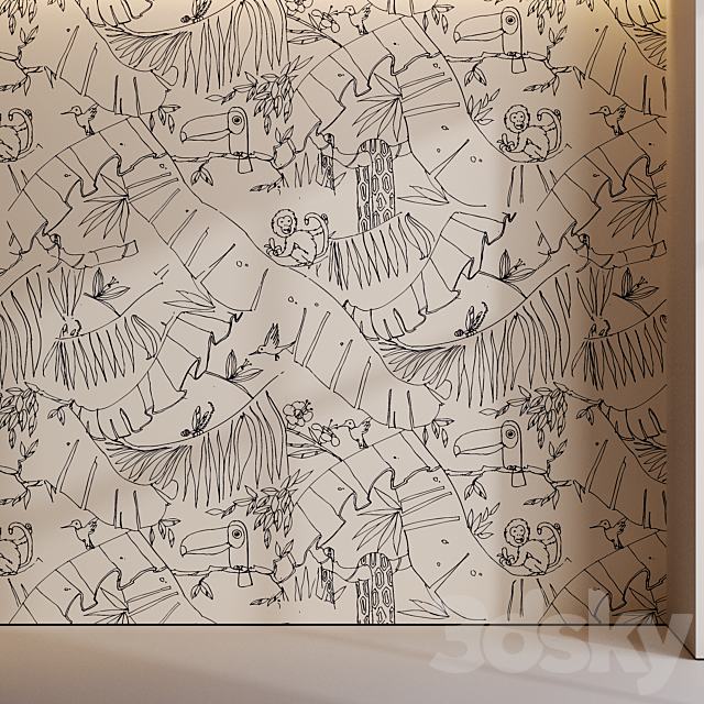 Childrens Wallpaper Jungle Set 3ds Max - thumbnail 2