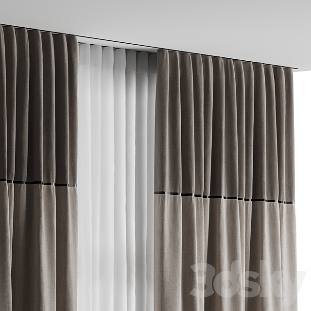Curtains with tulle 3ds Max - thumbnail 2
