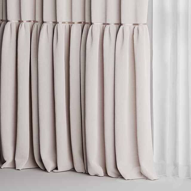 Curtains with tulle for the nursery 3ds Max - thumbnail 3