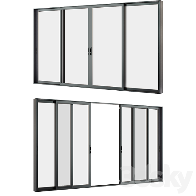A set of sliding Metal Windows and Doors. 3ds Max - thumbnail 2