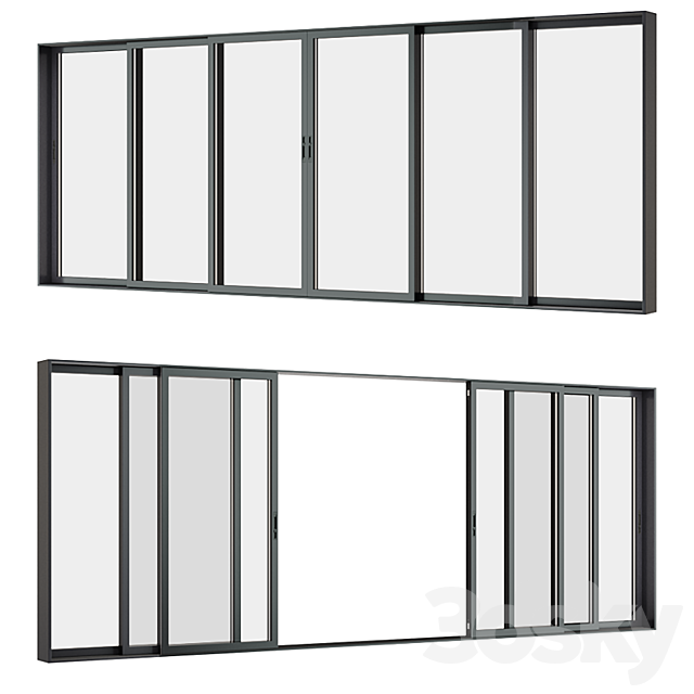A set of sliding Metal Windows and Doors. 3ds Max - thumbnail 3